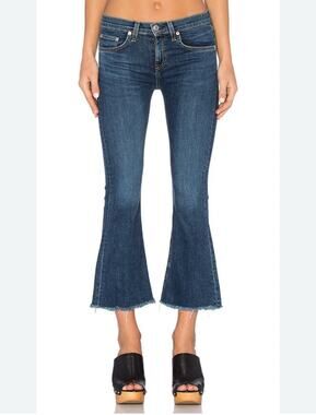 Rag & Bone Ankle Jeans Flare High Rise Medium Wash Blue Size 24